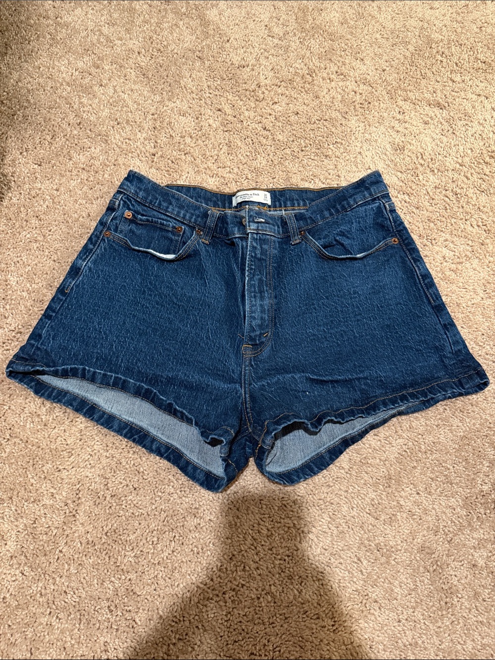 Abercrombie & Fitch Dark Blue Denim High-Rise Shorts